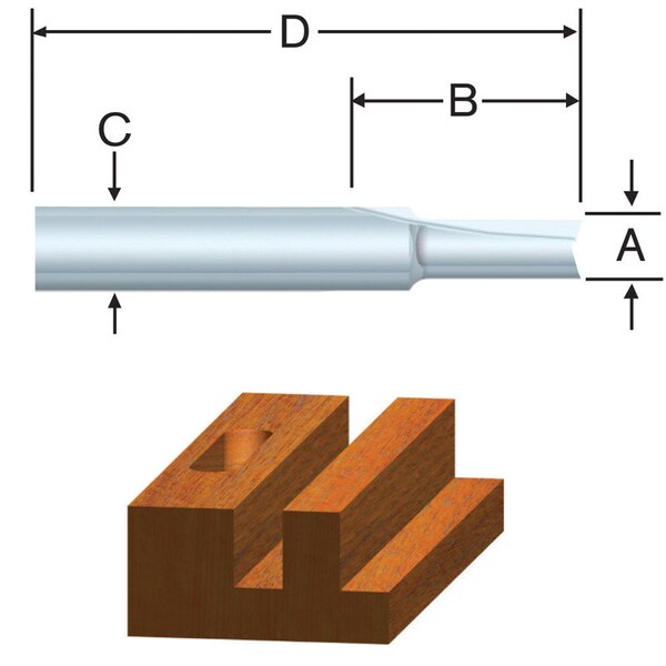 Vermont American 3/16 in. D X 2 in. L Carbide Tipped 1-Flute Straight Router Bit 23101 - main